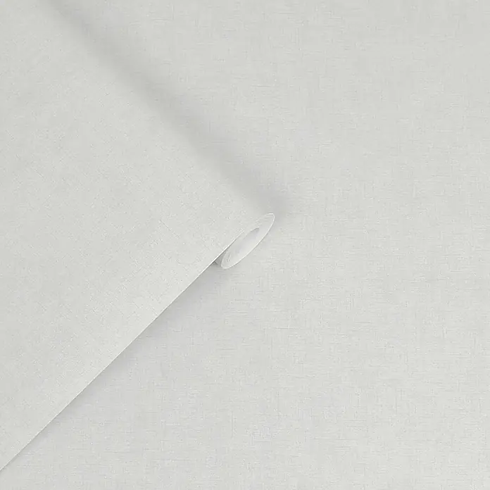Laura Ashley Vliestapete Einfarbig - Silber, Uni, 1.000 x 52 cm - Hellgraue, strukturierte Tapetenrolle, teilweise abgerollt.