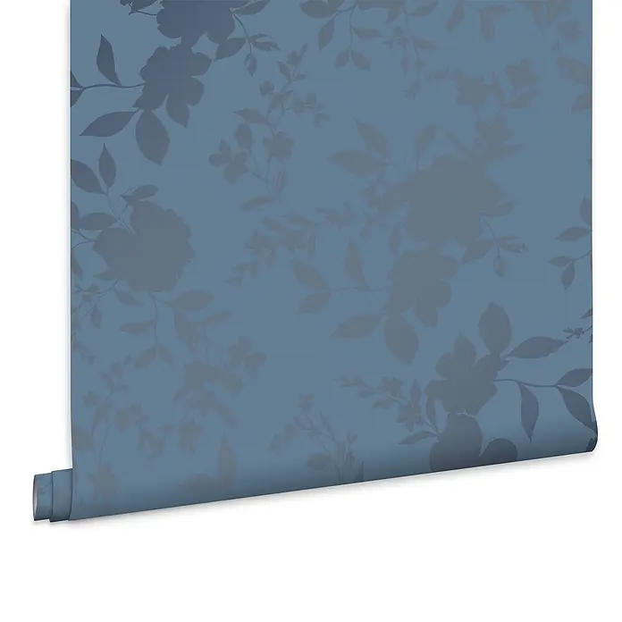 Laura Ashley Vliestapete Westbourne - Blau, Floral, 1.000 x 52 cm - Rolle blaue Tapete mit dezentem, dunklerem Blumenmuster.