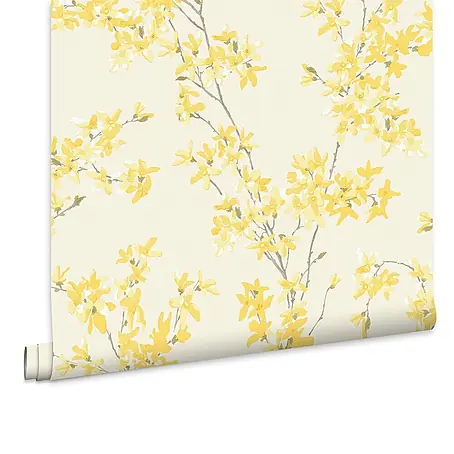 Laura Ashley  Vliestapete Forstyhia Blumen