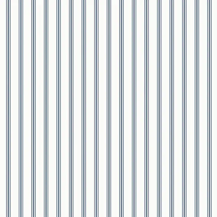 Laura Ashley Vliestapete Bauernhaus Streifen - Blau, Streifen, 1.000 x 52 cm - Vertikales blau-graues Streifenmuster mit einzelnen und doppelten dünnen Streifen.