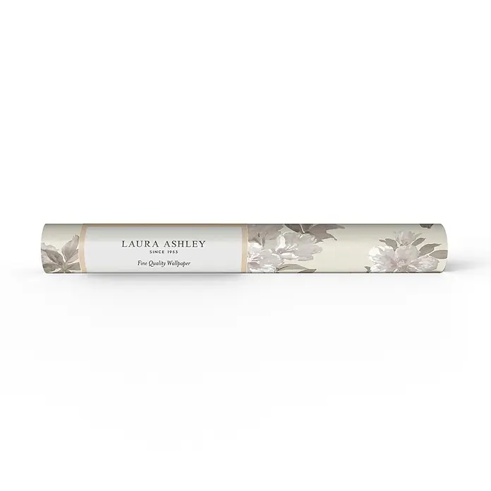 Laura Ashley Vliestapete Rosamund - Naturbelassen, Floral, 1.000 x 52 cm - Laura Ashley cremefarbene Tapetenrolle mit hellem Blumenmuster.