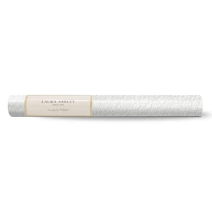 Laura Ashley Vliestapete Punktmuster - Weiß, Floral, 1.000 x 52 cm - Weißer, strukturierter Laura Ashley Tapetenrolle mit Markenetikett.