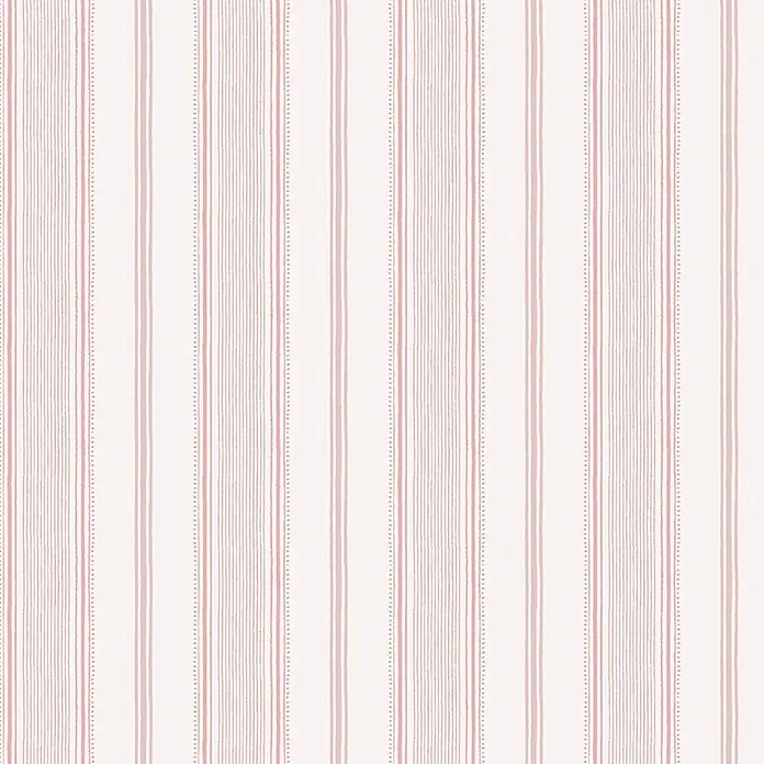 Laura Ashley Vliestapete Vliestapete Heacham - Rosa, Ornament, 10 x 0,52 m - Sanftes rosa-weißes Streifenmuster mit unterschiedlichen Breiten und gepunkteten Linien.