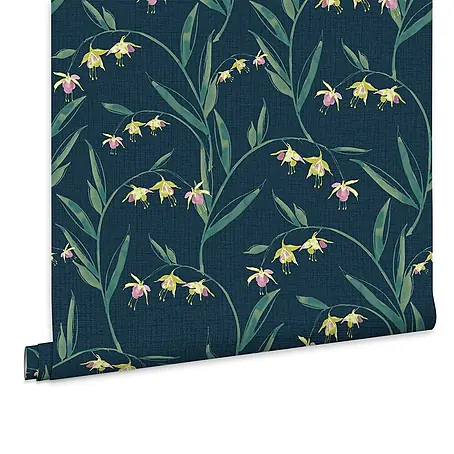 Laura Ashley  Vliestapete Fuchsienblüten