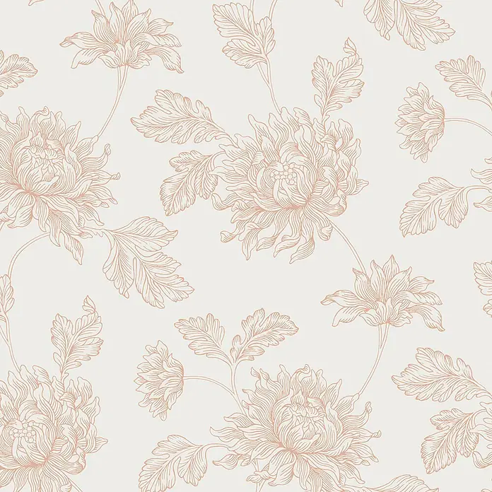 Laura Ashley Vliestapete Vliestapete Stratton - Rosa, Floral, 10 x 0,52 m - Nahtloses Muster aus zarten pfirsichfarbenen Blumenkonturen.