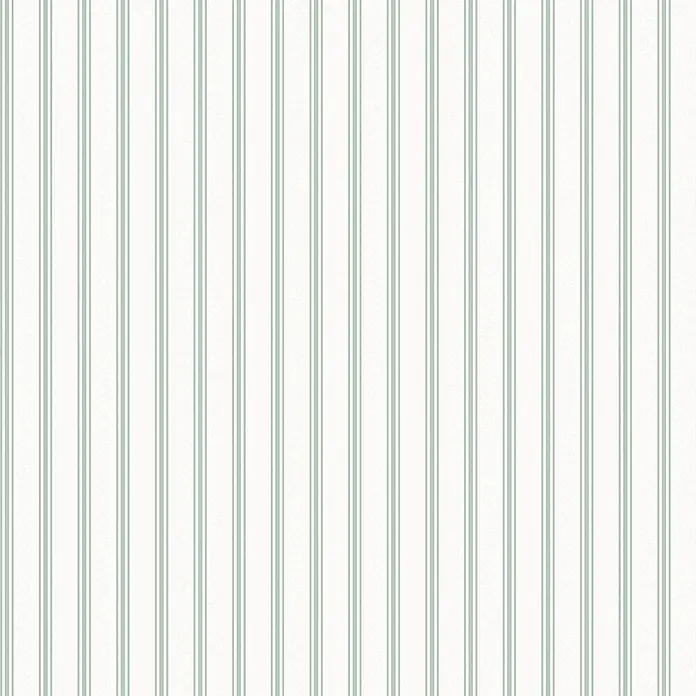 Laura Ashley Vliestapete Vliestapete Bauernhaus Streifen - Grün, Ornament, 10 x 0,52 m - Hellgrünes und weißes vertikales Streifenmuster mit einfachen und doppelten Linien.