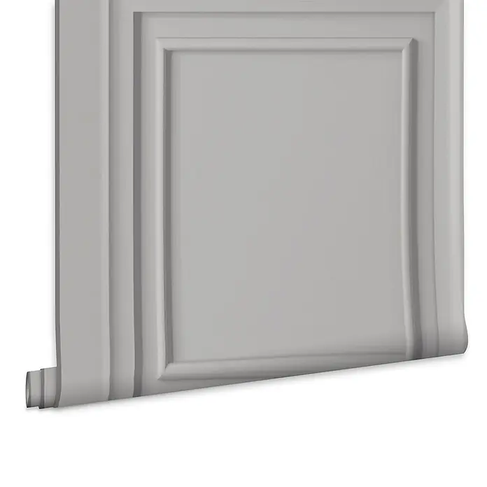 Laura Ashley Vliestapete Vliestapete Redbrook Holzplatte - Grau, Holzoptik - Rolle hellgraue Tapete mit klassischem Paneel-Design.
