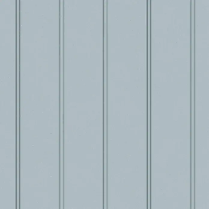 Laura Ashley Vliestapete Vliestapete Holzvertäfelung - Blau, Streifen, 10 x 0,52 m - Hellblaues strukturiertes Paneel mit vertikalen Rillen.