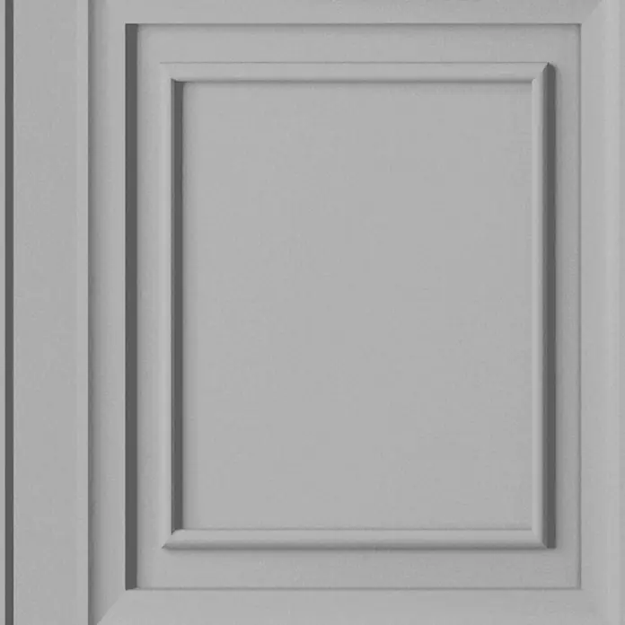 Laura Ashley Vliestapete Redbrook Holzplatte - Silber, Holzoptik, 1.000 x 52 cm - Grau texturierte Platte mit klassischer erhabener Zierleiste für Wände oder Möbel.