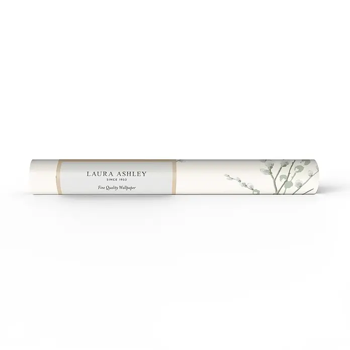 Laura Ashley Vliestapete Weidenkätzchen - Grün, Floral, 1.000 x 52 cm - Laura Ashley Feine Qualität Tapetenrolle mit hellem Grün botanischem Weidenmuster.