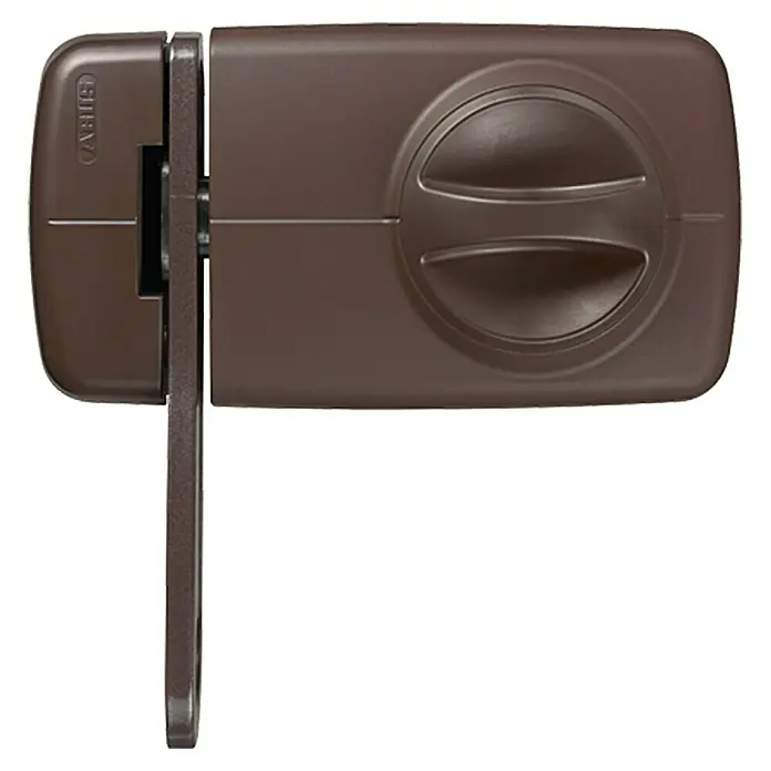 Abus Zusatzschloss 7030 - Sperrbügel, Braun, Universell einsetzbar, Geeignet für: Nach innen öffnende Eingangstüren - ABUS-Fenster-Zusatzsicherung in brauner Farbe. Das Produkt bietet zusätzlichen Schutz für Fenster und ist einfach zu bedienen.