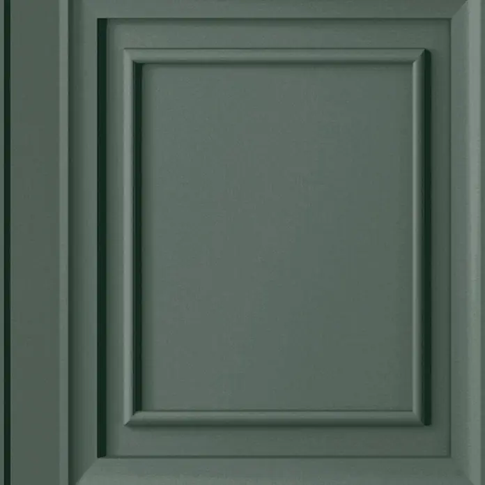 Laura Ashley Vliestapete Redbrook Holzplatte - Grün, Holzoptik, 1.000 x 52 cm - Dunkelgrüne Zierplatte mit erhabener rechteckiger Leiste.
