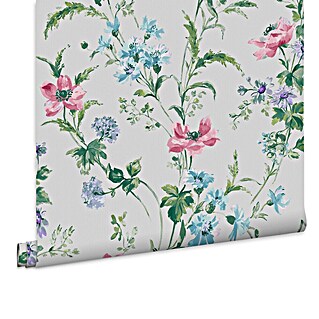Laura Ashley Vliestapete Mohnwiese (Lila, Floral, 1.000 x 52 cm)