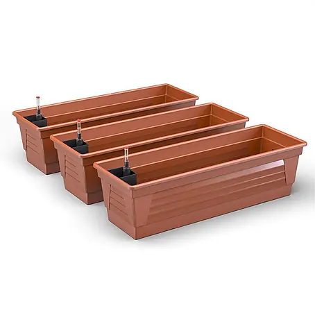 Plastard  Pflanzkasten Milano 3er Set mit Hydroeinsatz & Wasserstandsanzeiger Terrakotta