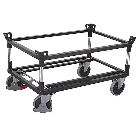 Variofit  Palettenwagen Palettenfahrgestell Gummibereifung für Gitterboxen/Europaletten mit 2 Wink