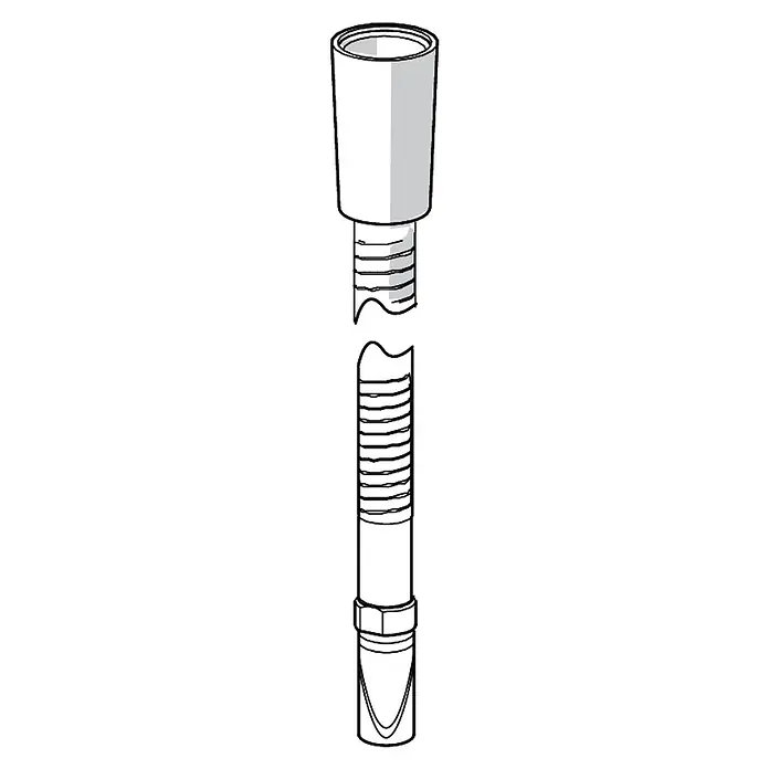 Hansa Brauseschlauch - Länge: 175 cm, ½″, Chrom - Weißer Laboradapter mit Konus, geripptem Schlauchanschluss und Überwurfmutter.