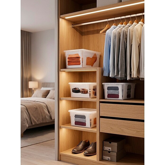 BAUHAUS Caja de almacenaje Light Box (L x An x Al: 39,6 x 57,8 x 18,5 cm, Plástico, Transparente, 36 l) | BAUHAUS
