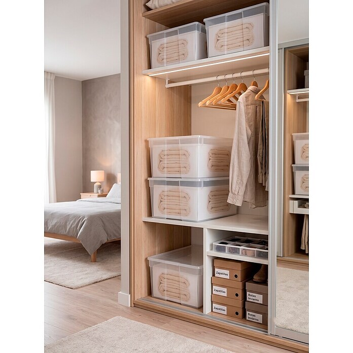 BAUHAUS Caja de almacenaje Light Box (L x An x Al: 39,6 x 57,8 x 18,5 cm, Plástico, Transparente, 36 l) | BAUHAUS