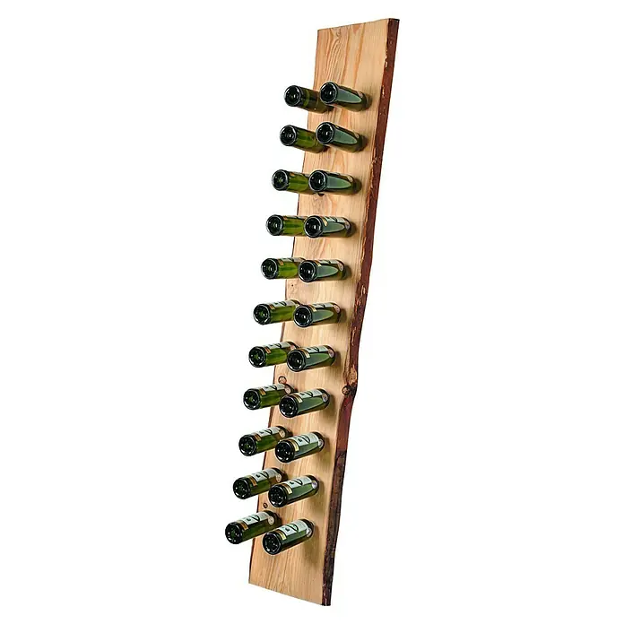 Exclusivholz Blockware - Douglasie, Anfallende Breite: 20 cm - 25 cm, 120 x 3 cm - Stilvolles Weinregal aus Holz für 14 Flaschen. Das Regal ist eine rustikale und elegante Art, Ihre Weinsammlung zu präsentieren.
