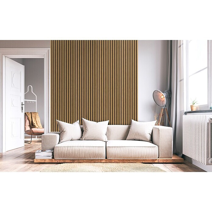 Akustikpaneel Eiche Geölt Furniert (Braun, L x B x S: 2 400 x 572 x 19 mm) | BAUHAUS