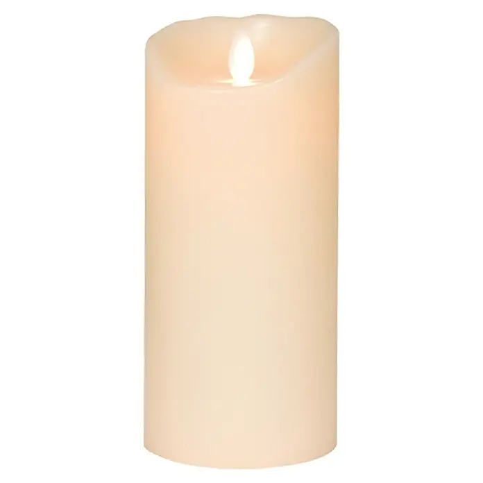 Vela de cera con Led - Ø x L: 8 cm x 18 mm, Marfil - Vela de pilar de color marfil con un suave parpadeo, perfecta para crear un ambiente acogedor. Esta vela LED es muy realista.