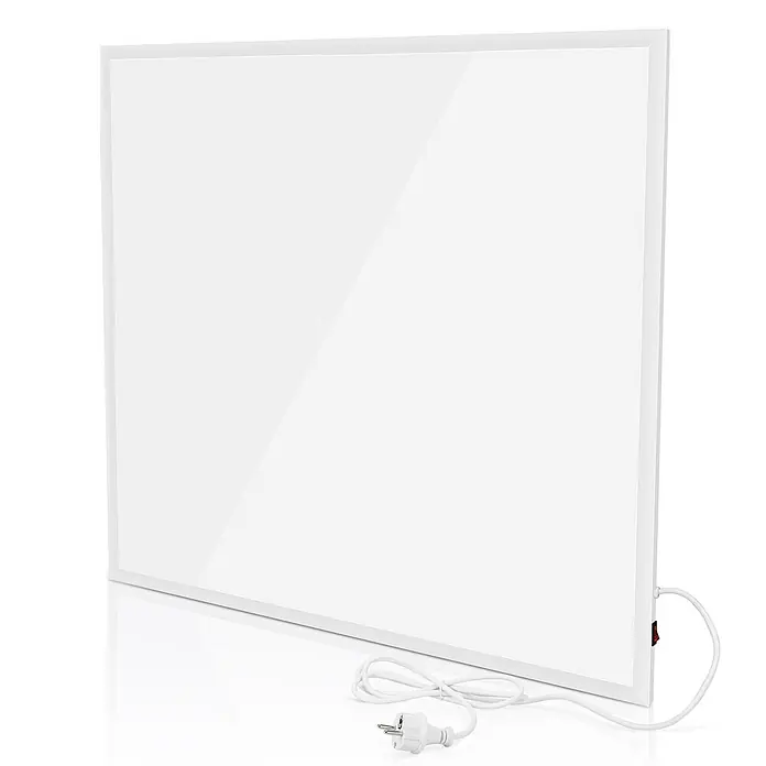 Nettlife Infrarotheizkörper - B x H: 62 x 2 cm - Weißer rechteckiger Elektro-Paneelheizer mit Netzkabel und Stecker.