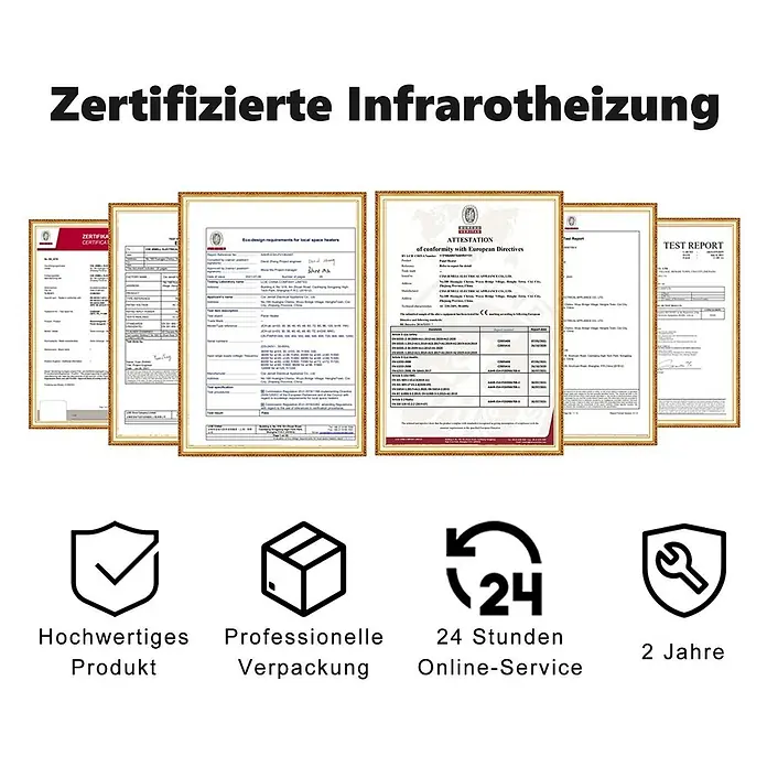 Nettlife Infrarotheizkörper - B x H: 98 x 8 cm - Zertifizierte Infrarotheizung mit Nachweisen für hohe Qualität, professionelle Verpackung, 24/7 Online-Service und 2 Jahre Garantie.