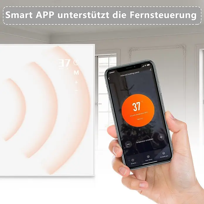 Nettlife Infrarotheizkörper - B x H: 98 x 8 cm - Ein weißes Infrarot-Heizpaneel wird per Smartphone-App ferngesteuert.