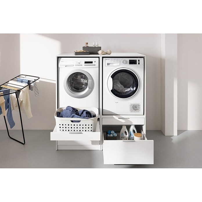 Fackelmann Aufsatzschrank für Waschmaschine/Trockner (H x B x T: 900 x 650 x 651 mm, Weiß) | BAUHAUS