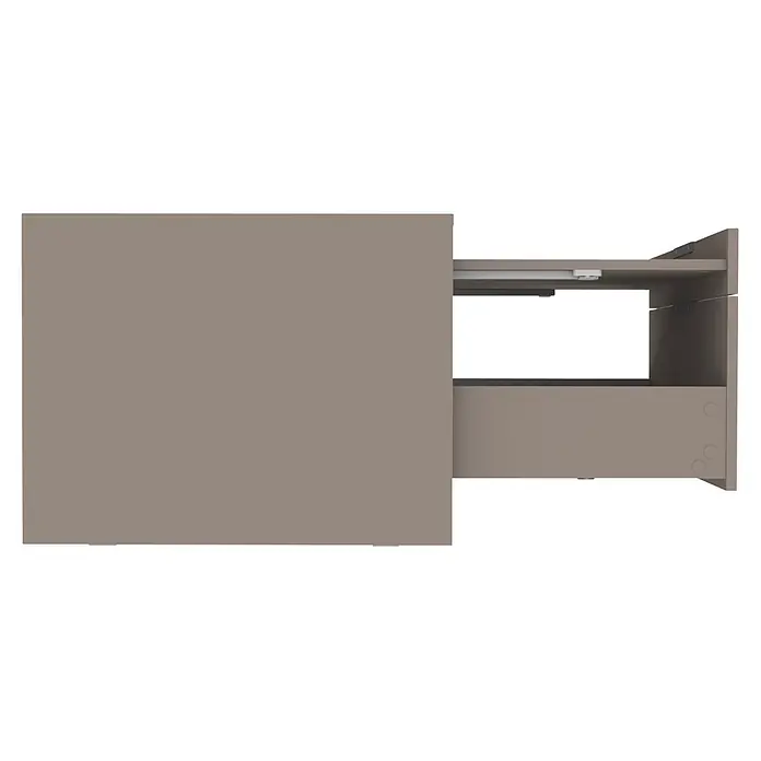 Fackelmann Waschturm Typ 3 - B x L: 130 x 65,1 cm, Kaschmir - Teilweise geöffnete taupefarbene Schublade mit integriertem Regal.