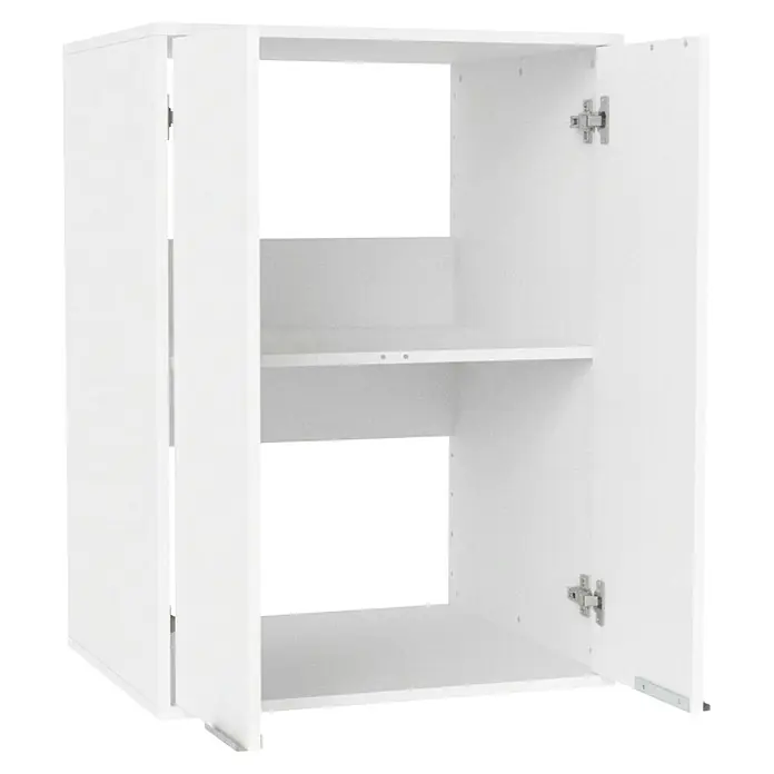 Fackelmann Waschturm Typ 2 - B x L: 65 x 65,1 cm, Weiß - Weißer Schrank mit zwei offenen Türen und einem verstellbaren Einlegeboden.