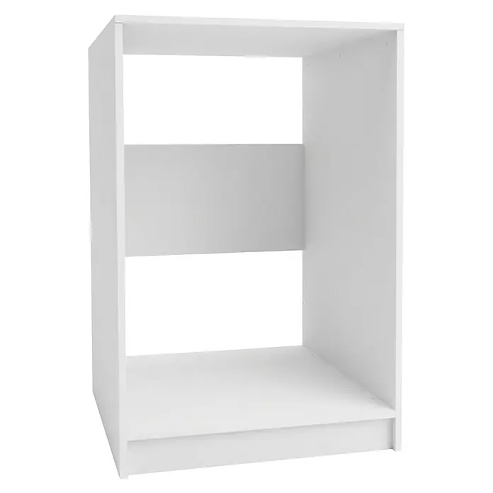 Fackelmann Waschturm Typ 2 - B x L: 65 x 65,1 cm, Weiß - Weißes, modulares Regal mit einer Mittelplatte, die zwei offene Fächer bildet.