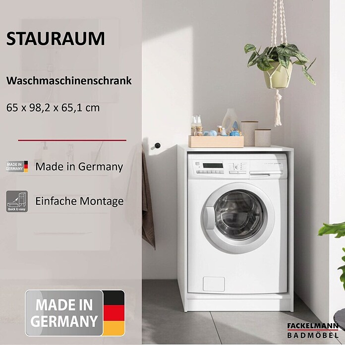 Fackelmann Waschmaschinenschrank (Weiß, B x T x H: 650 x 651 x 982 mm) | BAUHAUS