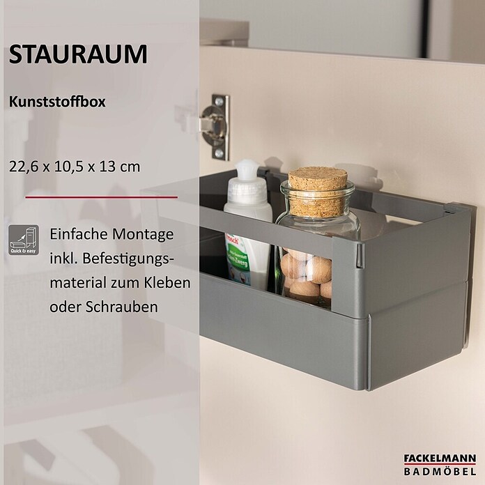 Fackelmann Aufbewahrungsbox (L x B x H: 130 x 226 x 105 mm, Kunststoff, Anthrazit) | BAUHAUS