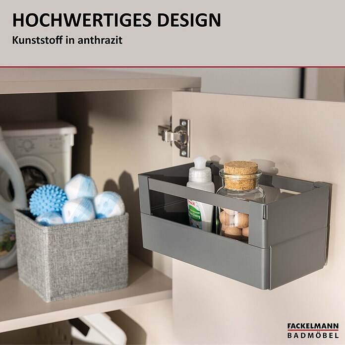 Fackelmann Aufbewahrungsbox (L x B x H: 130 x 226 x 105 mm, Kunststoff, Anthrazit) | BAUHAUS