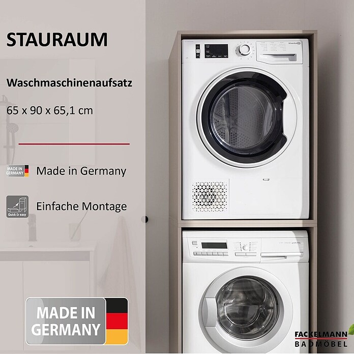 Fackelmann Aufsatzschrank für Waschmaschine/Trockner (H x B x T: 900 x 650 x 651 mm, Kashmir) | BAUHAUS