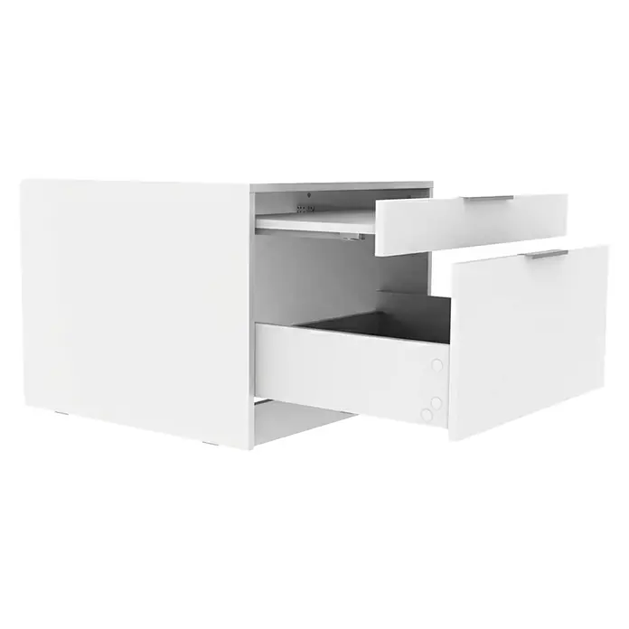 Fackelmann Waschturm Typ 1 - B x L: 65 x 65,1 cm, Weiß - Weißes modulares Schubladenelement mit zwei geöffneten Schubladen, ideal zur Aufbewahrung.