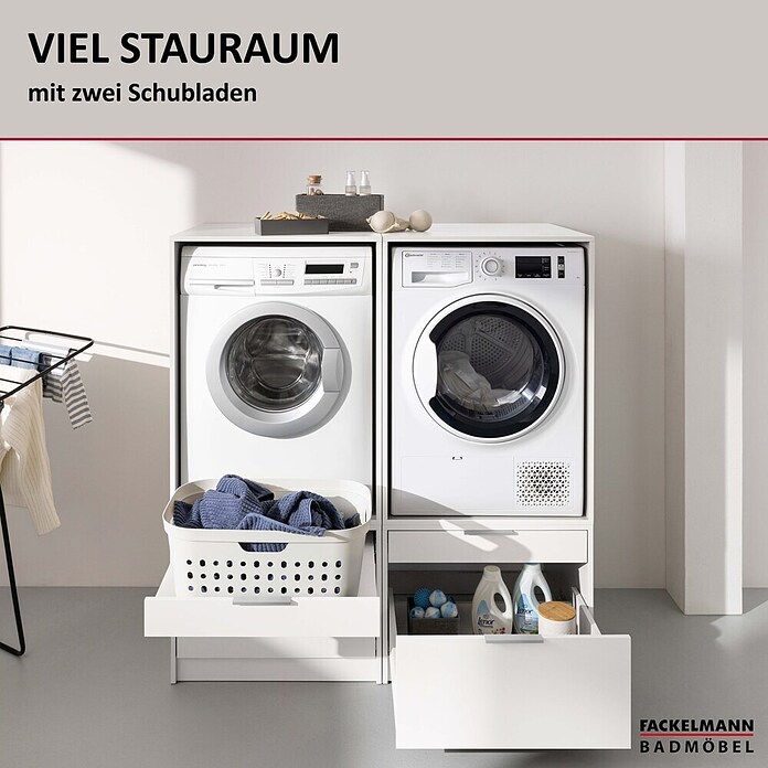 Fackelmann Unterschrank für Waschmaschine/Trockner (B x T x H: 650 x 651 x 502 mm, Weiß) | BAUHAUS