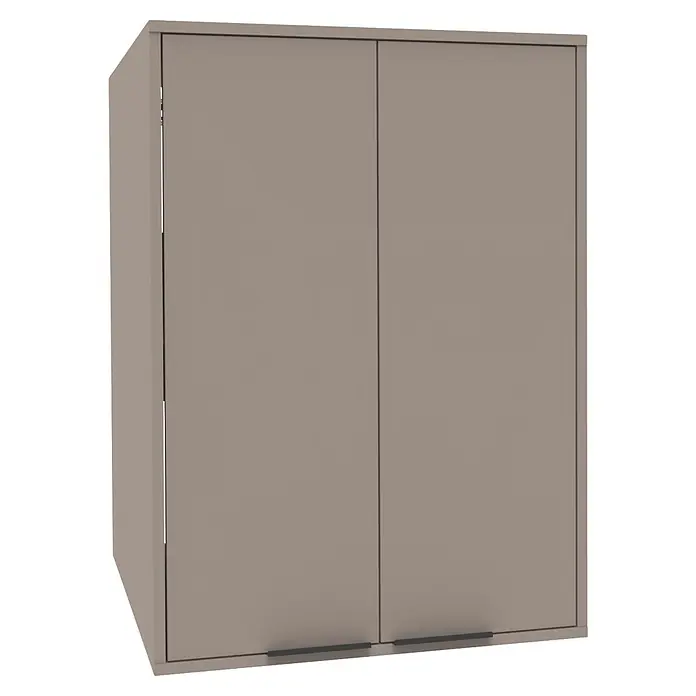Fackelmann Waschturm Typ 2 - B x L: 65 x 65,1 cm, Kaschmir - Hellgrauer zweitüriger Schrank mit dunklen Griffen, ideal für moderne Aufbewahrung.