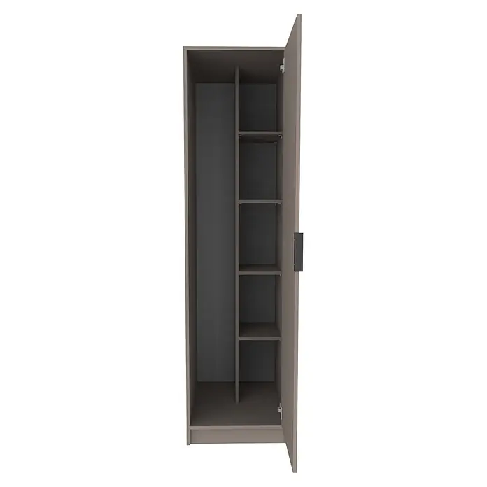 Fackelmann Waschmaschinenschrank Typ 6 - B x L: 115 x 65 cm, Kaschmir - Offener Kleiderschrank in Taupe und Dunkelgrau mit Hängeabteil und vier Ablagefächern.