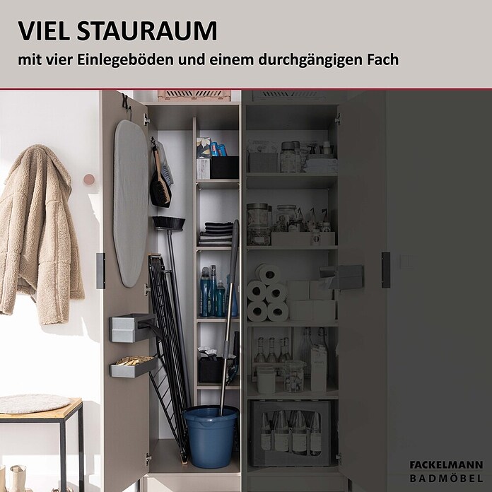 Fackelmann Hochschrank für Putzutensilien (B x T x H: 500 x 651 x 1 882 mm, Kashmir) | BAUHAUS