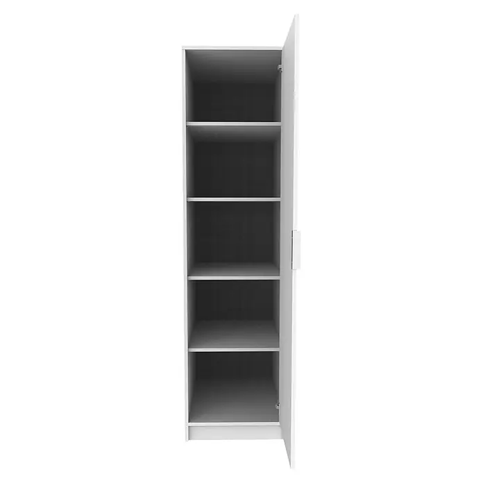 Fackelmann Holz-Mehrzweckschrank - 65,1 x 100 x 188,2 cm - Hoher weißer Schrank mit offener Tür und mehreren Innenregalen.