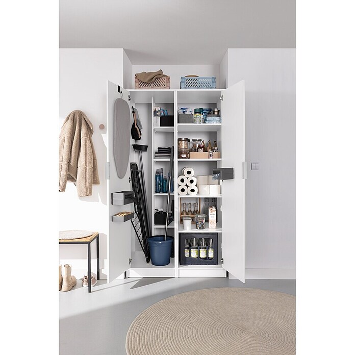 Fackelmann Hochschrank für Wäschekörbe (B x T x H: 500 x 651 x 1 882 mm, Weiß) | BAUHAUS