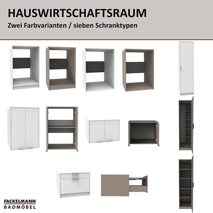 Fackelmann Küchen-Hochschrank für Wäschekörbe - B x T x H: 500 x 651 x 1.882 mm, Weiß - Hauswirtschaftsraum-Schränke in zwei Farben (Weiß, Taupe) und verschiedenen Ausführungen (Regale, Türen, Schubladen, Hochschränke).