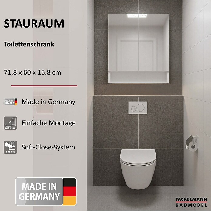 Fackelmann Hängeschrank (B x T x H: 600 x 154 x 718 mm, Farbe Front: Spiegel) | BAUHAUS