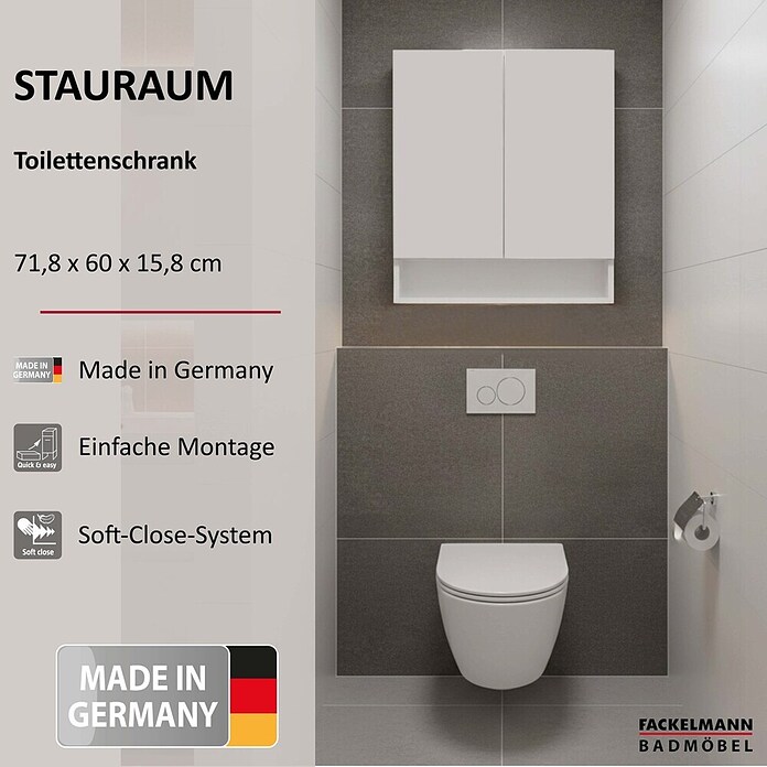 Fackelmann Hängeschrank (B x T x H: 600 x 154 x 718 mm, Farbe Front: Weiß) | BAUHAUS