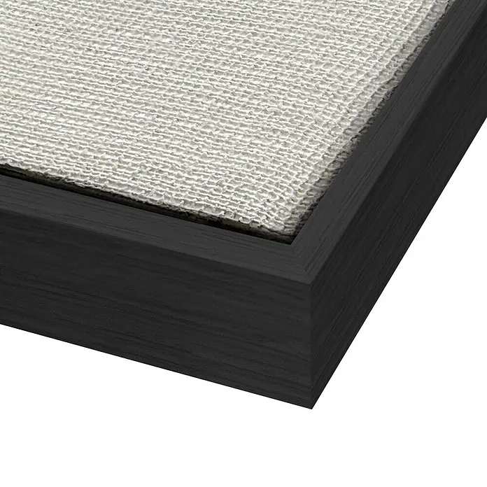 Reinders Bild Mix-Media - Neutral Motion, B x H: 78 x 118 cm - Nahaufnahme einer gerahmten Leinwand, die ihre strukturierte weiße Oberfläche und einen schlanken schwarzen Holzrahmen zeigt.