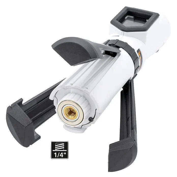 Laserliner Kreuzlinienlaser Supercross Pocket - Max. Arbeitsbereich: 0 m - 40 m - Weißes Monokular mit schwarzer Handyhalterung und 1/4"-Stativgewinde für vielseitige Befestigung.