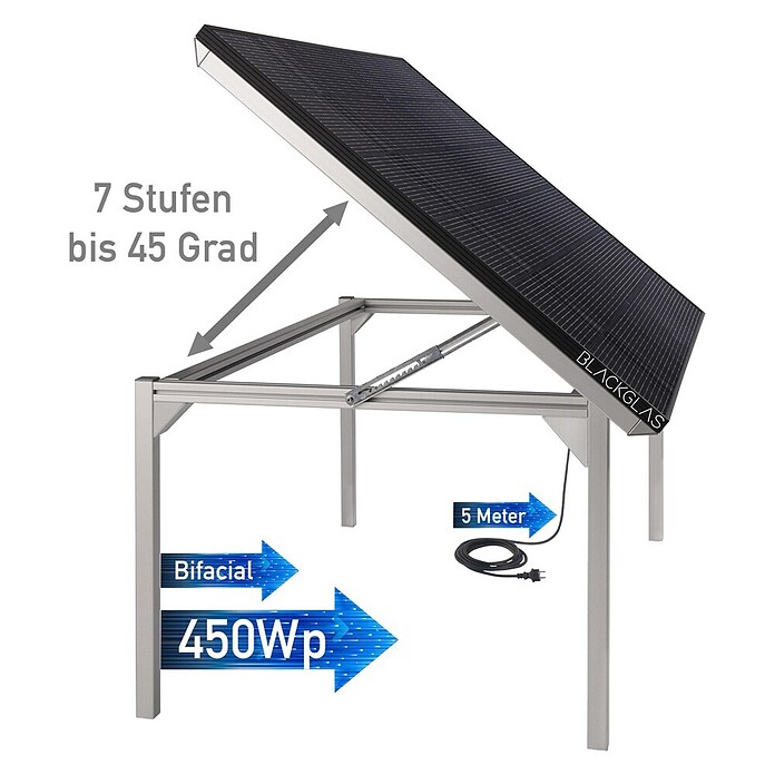 Blackglas Solar-Tischkraftwerk Geo Solix (450 W, L x B x H: 180 x 120 x 113,4 cm, Ohne Rollen) | BAUHAUS