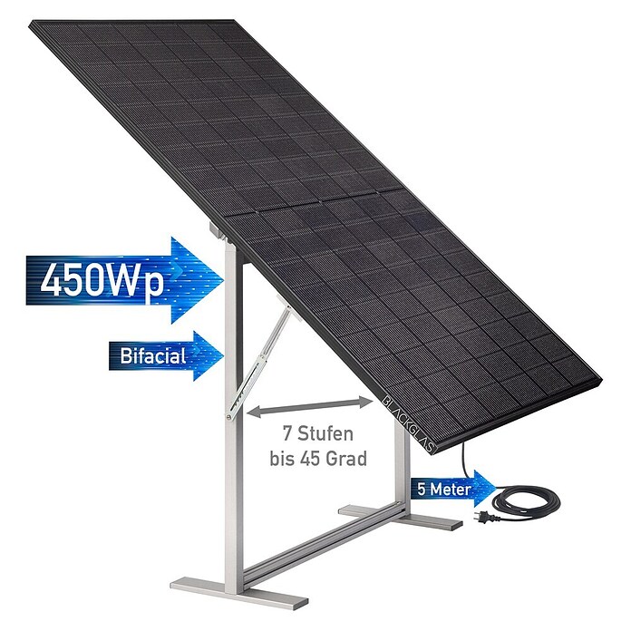 Blackglas Solar-Tischkraftwerk Geo Grace (450 W, L x B x H: 180 x 120 x 180 cm, Ohne Rollen) | BAUHAUS